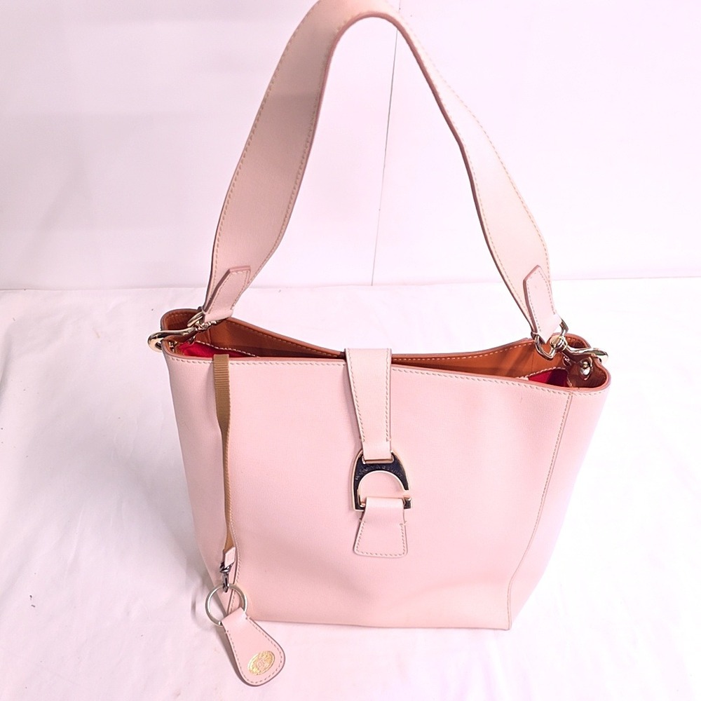 Dooney & Bourke Hobo Bag Women Large Pink Saffiano Leather Buckle Shoulder Bag